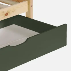 Letto a castello per bambini a forma di casa 190cm in pino naturale con cassetti