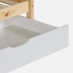 Letto a castello per bambini a forma di casa 190cm in pino naturale con cassetti