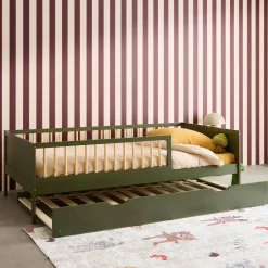 Letto a nido per bambini estraibile in pino naturale con rete a doghe e letto estraibile, 190cm