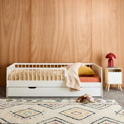 Letto a nido per bambini estraibile in pino naturale con rete a doghe e letto estraibile, 190cm