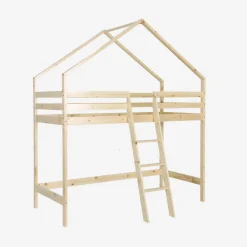 Letto a soppalco per bambini cabina 190cm in pino naturale