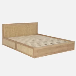 Letto bohemien con rete a doghe e testiera 160x200cm + 4 cassetti