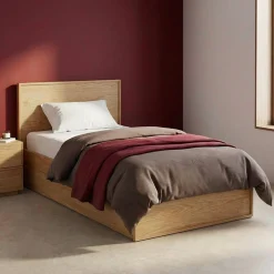 Letto con rete a doghe e testiera 90cm + 2 cassetti decorazione legno