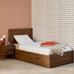 Letto con rete a doghe e testiera 90x190cm + 4 cassetti