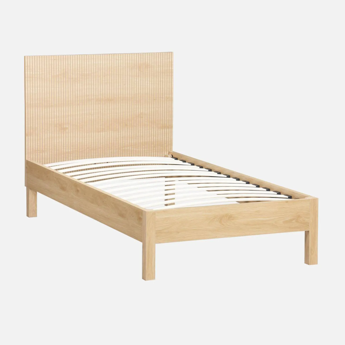 Letto con rete a doghe e testiera 90x190cm decorazione legno