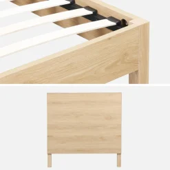 Letto con rete a doghe e testiera 90x190cm decorazione legno