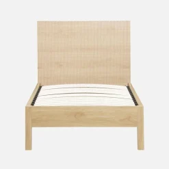 Letto con rete a doghe e testiera 90x190cm decorazione legno