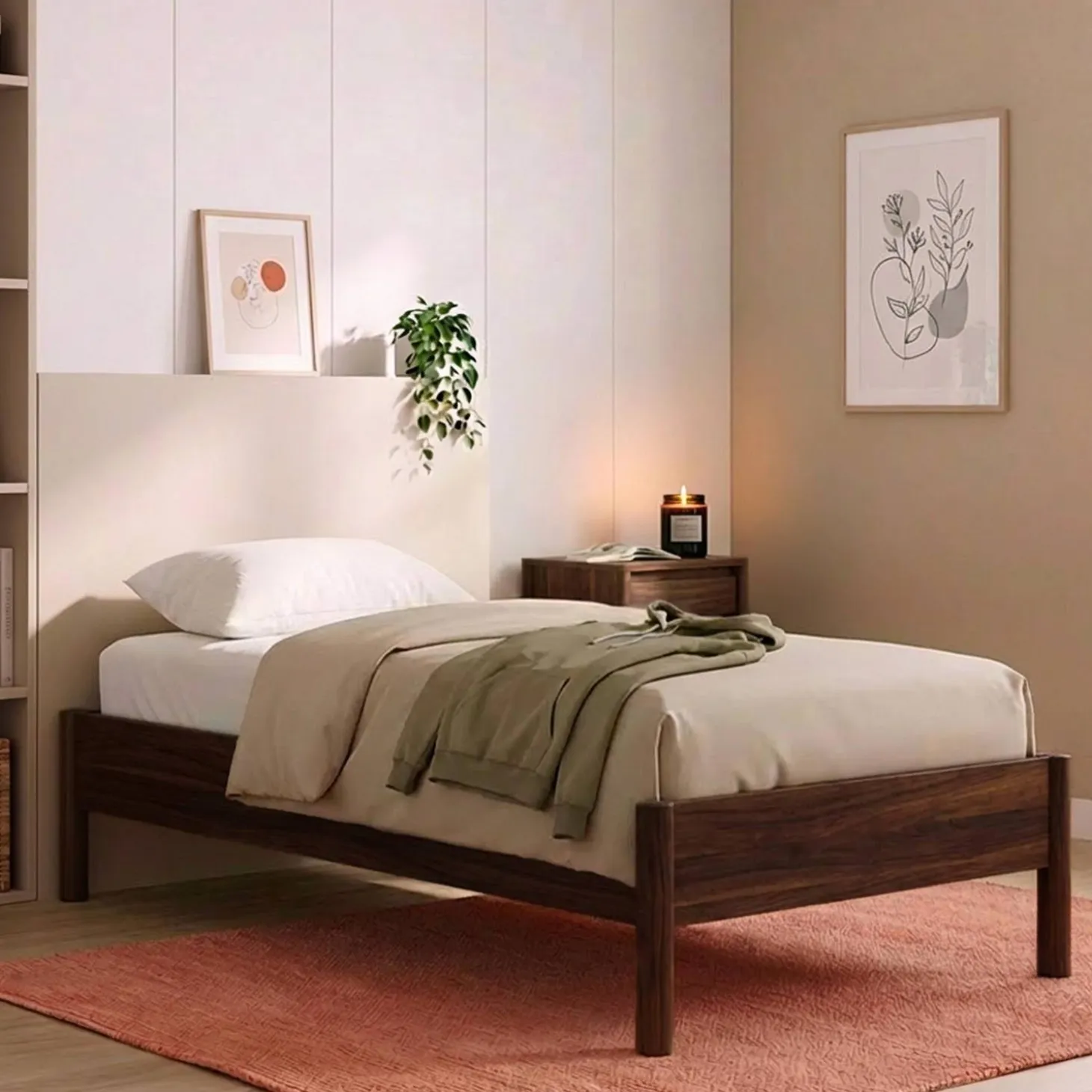 Letto con rete a doghe 90x190cm decorazione legno