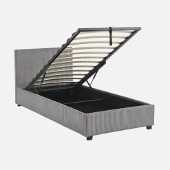 Letto con rete e testata pieghevoli 90x190cm, velluto a coste fini