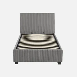 Letto con rete e testata pieghevoli 90x190cm, velluto a coste fini