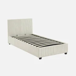 Letto con rete e testata pieghevoli 90x190cm, velluto a coste fini