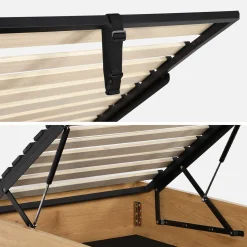 Letto contenitore con rete a doghe 90x190cm decorazione legno