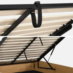 Letto contenitore con rete a doghe 140x190cm decorazione legno