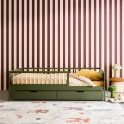 Letto nido per bambini 190cm in pino naturale con rete a doghe e cassetti,