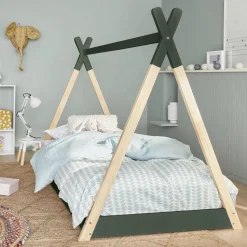Letto tenda per bambini 190cm pino naturale, base inclusa