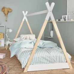Letto tenda per bambini 190cm pino naturale, base inclusa
