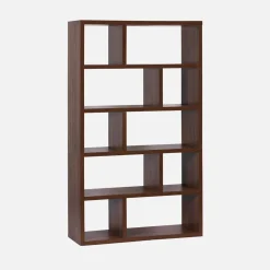 Libreria asimmetrica a 5 livelli con 10 scomparti