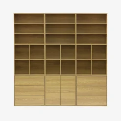 Libreria in legno a 3 ripiani, 2 mensole