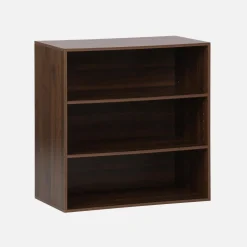 Libreria in legno a 3 ripiani, 2 mensole