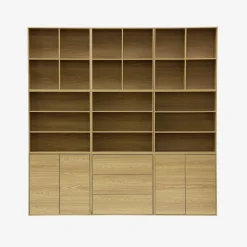 Libreria modulare in legno a 2 ripiani, 4 vani