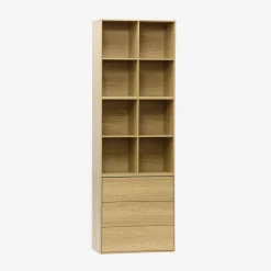 Libreria modulare in legno, 3 cassetti 8 vani