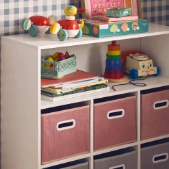 Libreria per bambini con 6 cestini in velluto