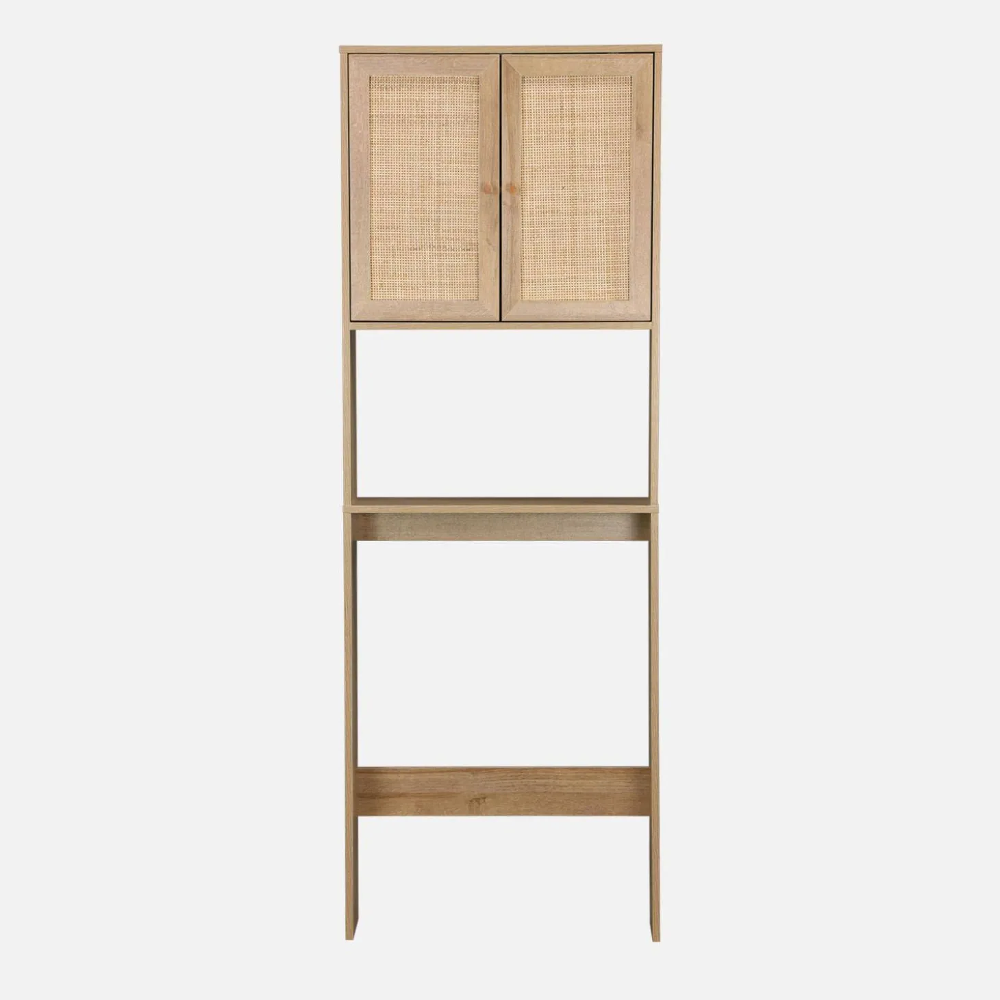 Mensola mobile WC decorato in legno e canna