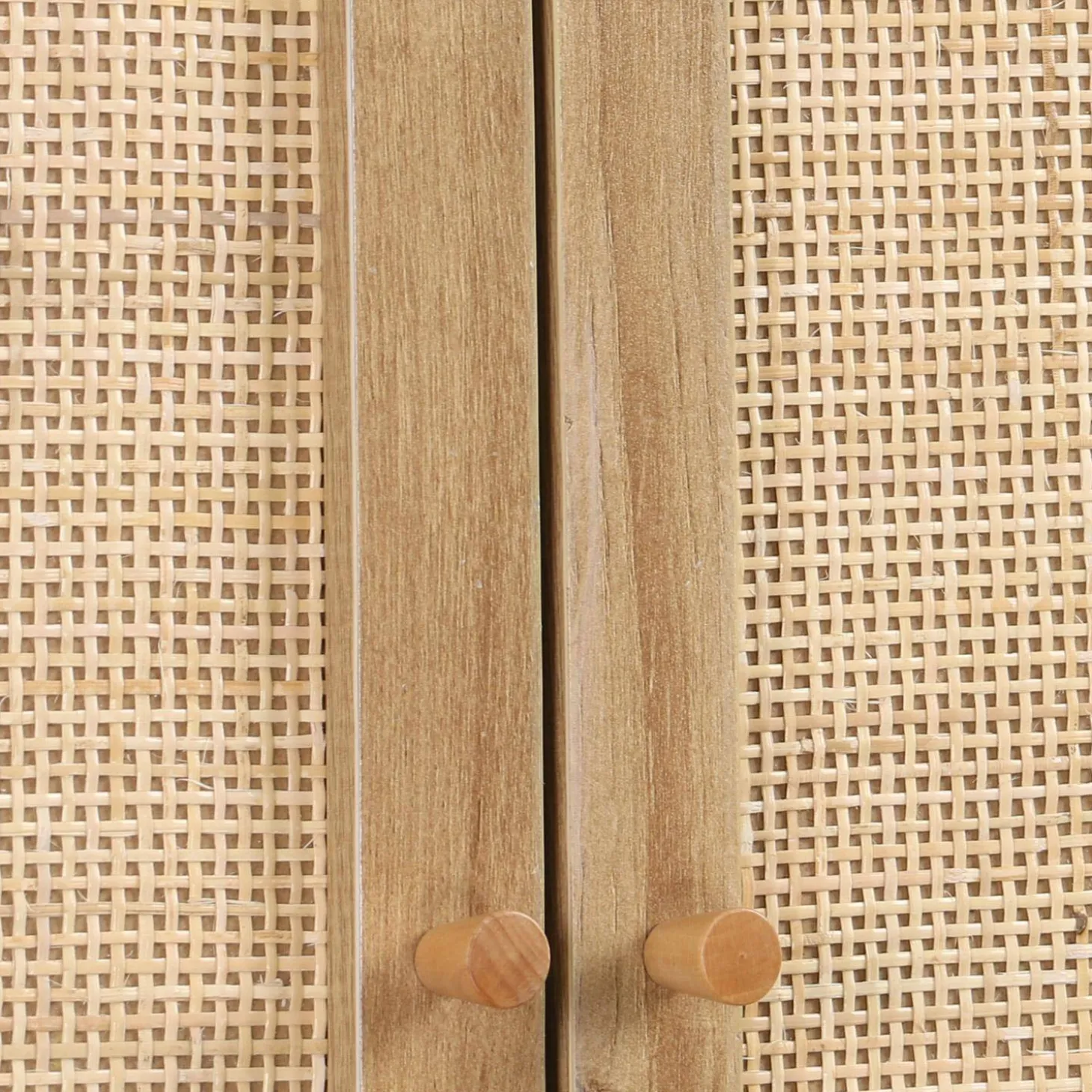 Mensola mobile WC decorato in legno e canna