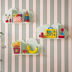 Mensole da parete nuvole per la cameretta dei bambini, set di 3