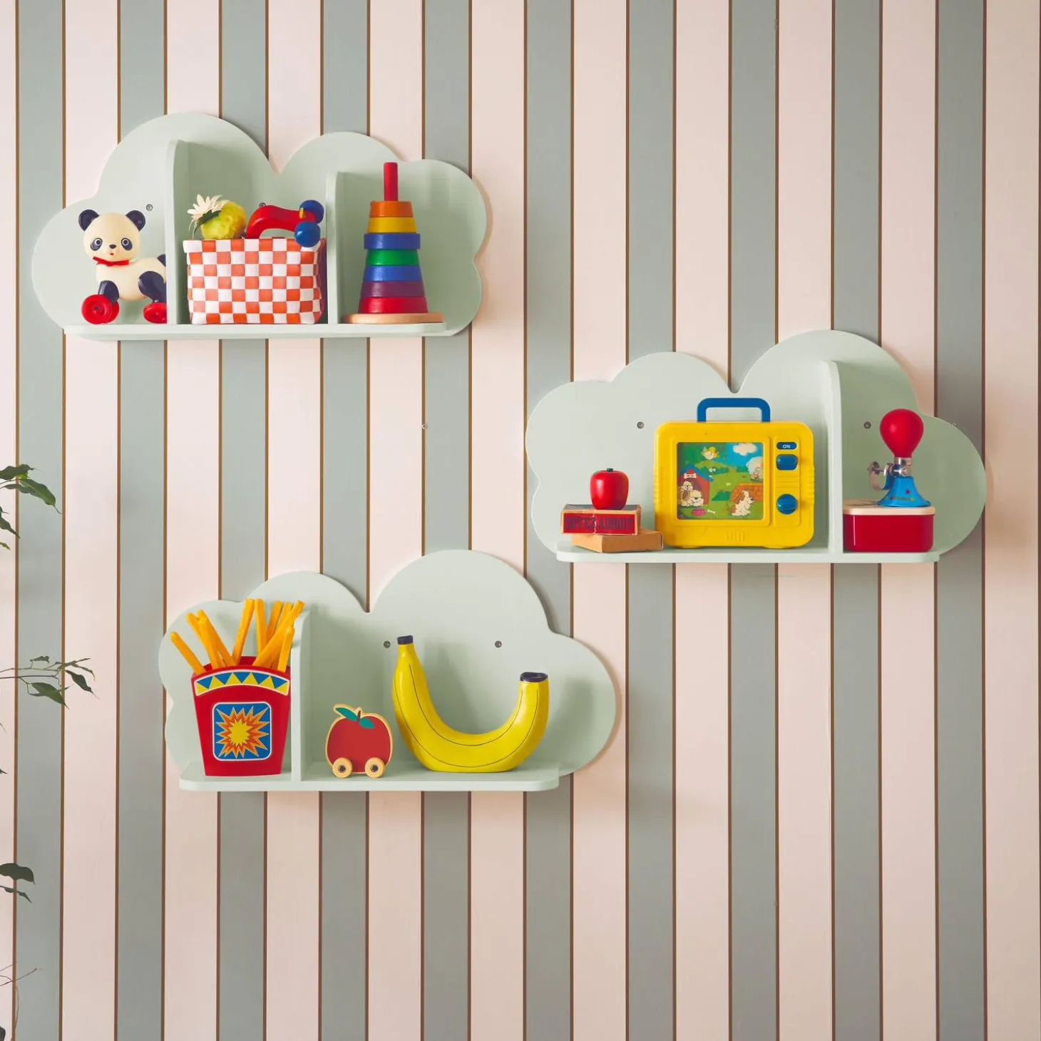 Mensole da parete nuvole per la cameretta dei bambini, set di 3