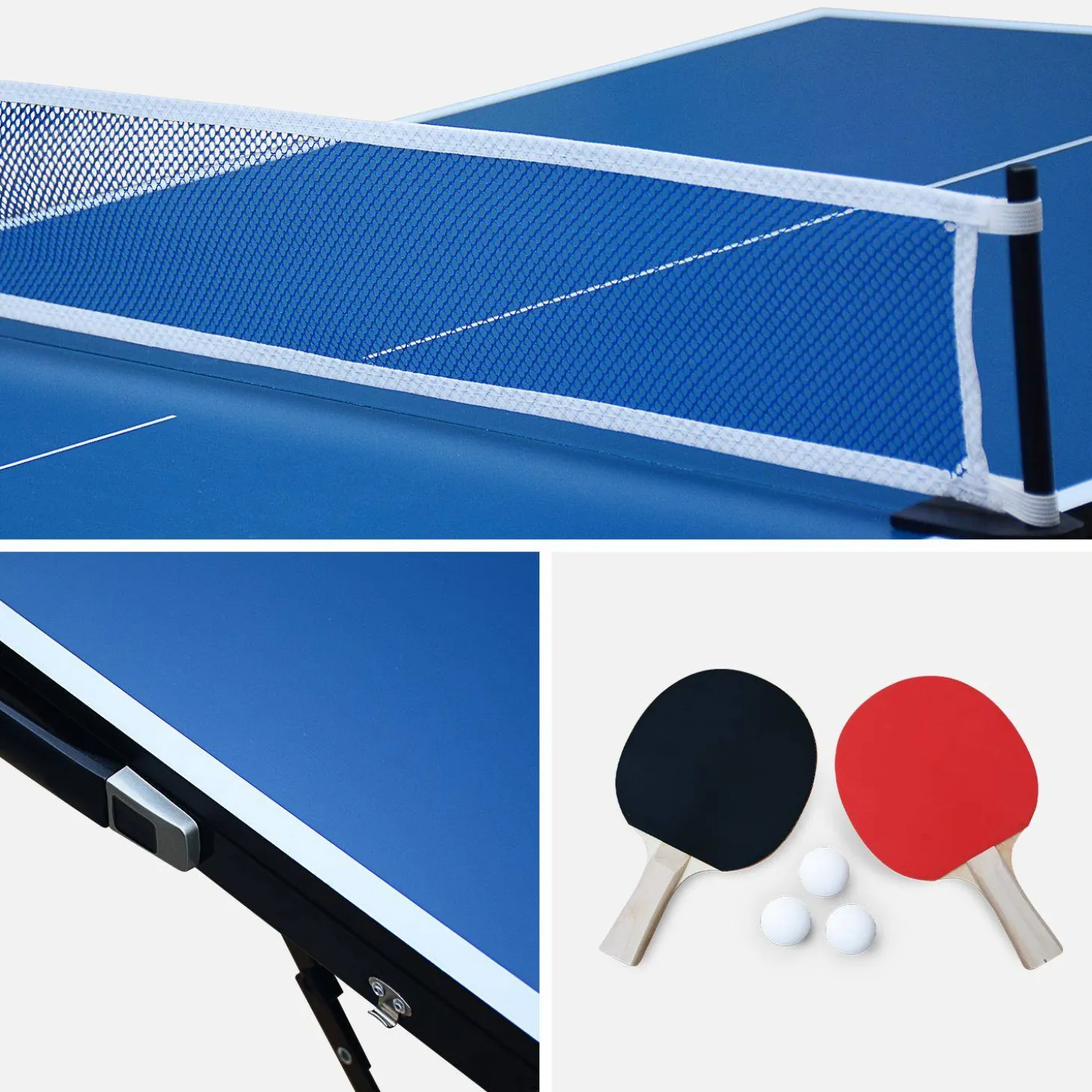 Mini tavolo da ping pong per interni pieghevole con 4 racchette e 6 palline, 150cm