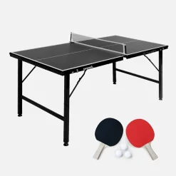 Mini tavolo da ping pong pieghevole per interni con 2 racchette e 3 palline, 150cm