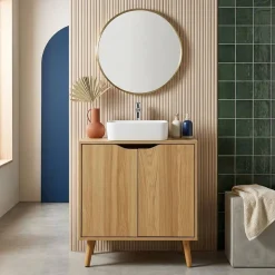 Mobile lavabo vintage decorato in legno