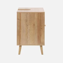 Mobile sotto lavabo decorato in legno e vimini