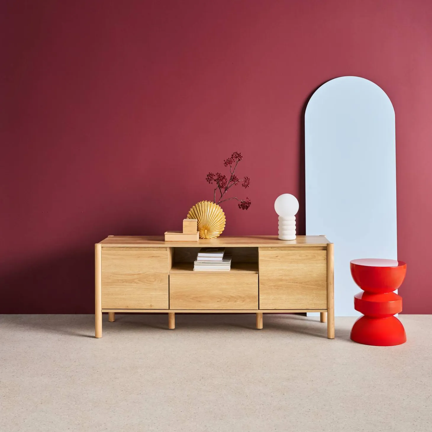 Mobile TV decorazione legno 2 ante 1 cassetto 140cm