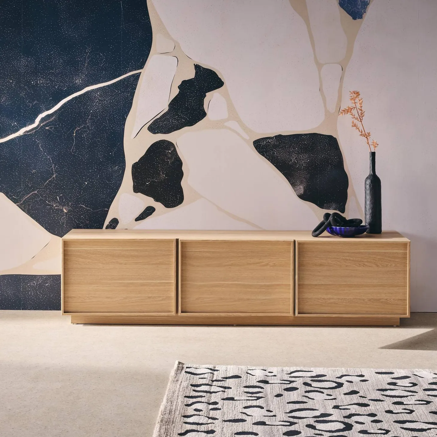 Mobile TV decorazione legno 3 ante 140cm