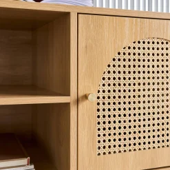 Mobile TV decorazione legno e canna 2 ante 140cm