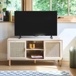 Mobile TV effetto canna e legno, 120cm