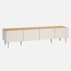 Mobile TV in metallo e decorazione in legno 4 ante, 180cm