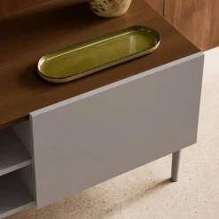 Mobile TV in metallo e decorazione in legno 2 ante, 140cm