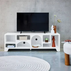Mobilie TV organico effetto legno bianco, 160cm