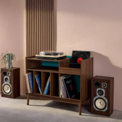 Mobili vintage per vinili effetto legno bicolore