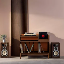 Mobili vintage per vinili effetto legno bicolore