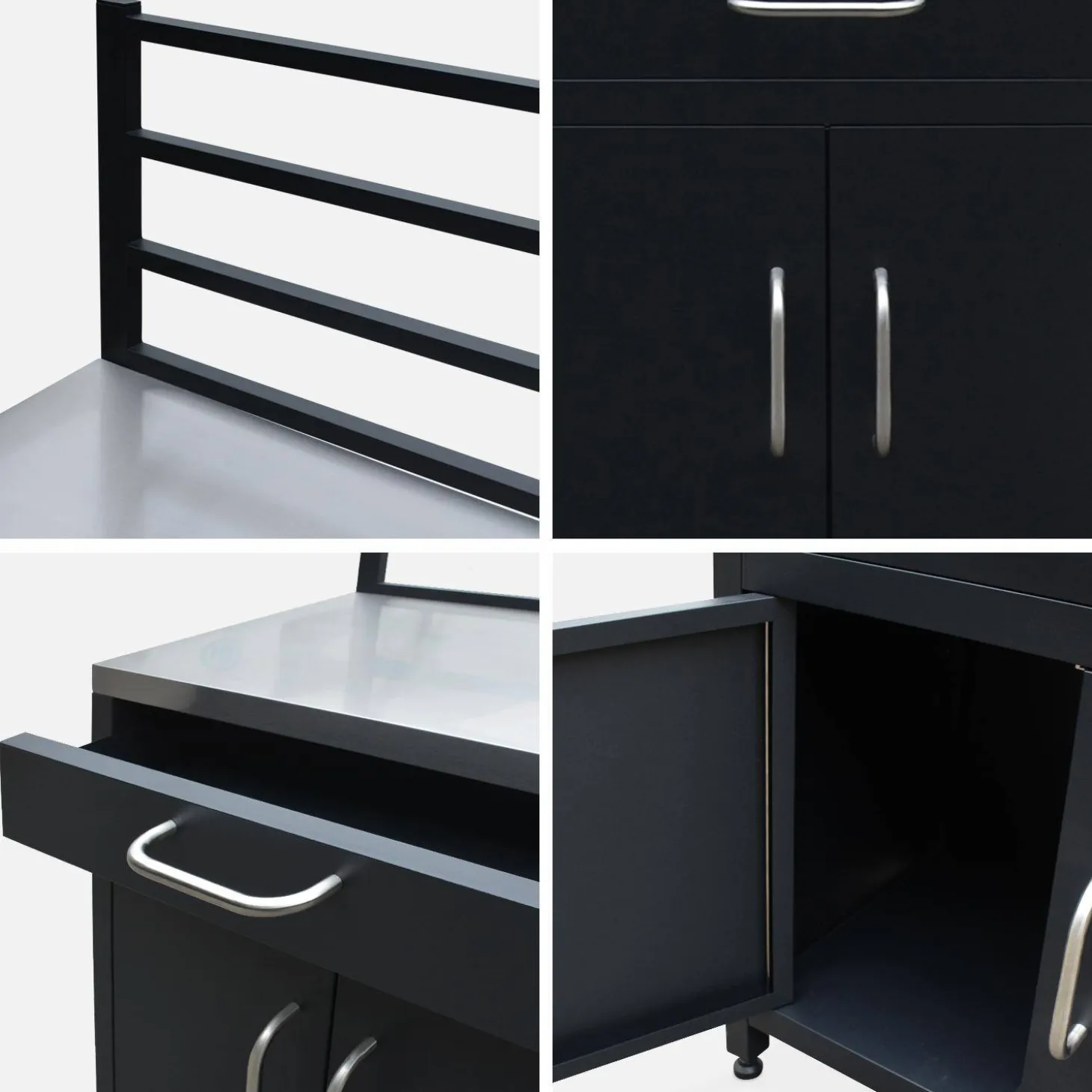 Modulo cucina da esterna in acciaio 1 cassetto e 2 ante, 80cm