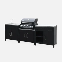 Modulo cucina da esterno con barbecue a gas a 4 bruciatori, 6 moduli
