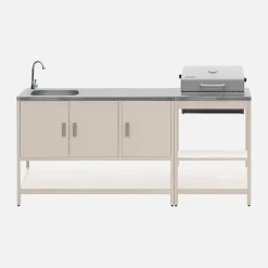Modulo cucina da esterno con barbecue a carbonella e lavandino, 2 moduli