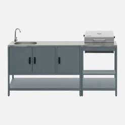 Modulo cucina da esterno con barbecue a carbonella e lavandino, 2 moduli
