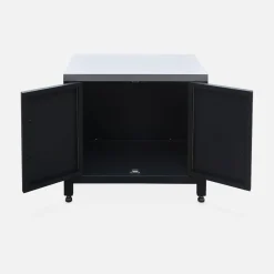 Modulo cucina da esterno in acciaio con barbecue a gas a 4 bruciatori, 80cm