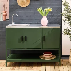 Modulo cucina da esterno in acciaio con lavandino, 120cm