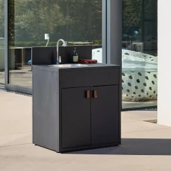 Modulo cucina da esterno in acciaio con lavello e 2 ante, 80cm